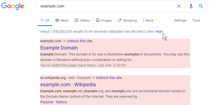 blocked sites